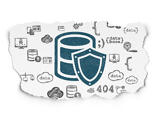 Image showing Programming concept: Database With Shield on Torn Paper background