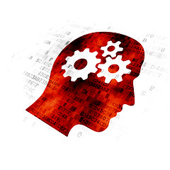 Image showing Studying concept: Head With Gears on Digital background