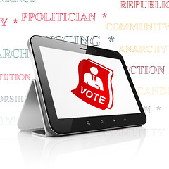 Image showing Political concept: Tablet Computer with Ballot on display