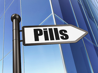 Image showing Healthcare concept: sign Pills on Building background