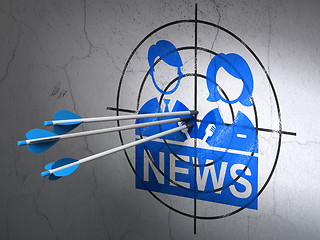 Image showing News concept: arrows in Anchorman target on wall background