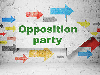 Image showing Political concept: arrow with Opposition Party on grunge wall background