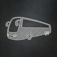 Image showing Travel concept: Bus on chalkboard background