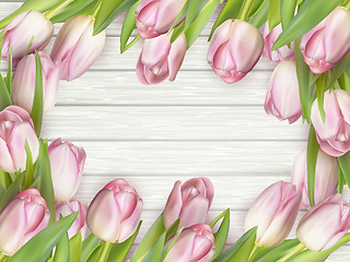 Image showing Frame of pink tulips. EPS 10