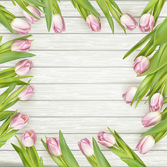 Image showing Frame of pink tulips. EPS 10