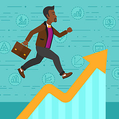 Image showing Man running on growth graph. 
