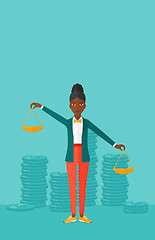 Image showing Business woman with scales.