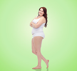 Image showing happy plus size woman in underwear