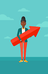 Image showing Successful business woman with arrow up.