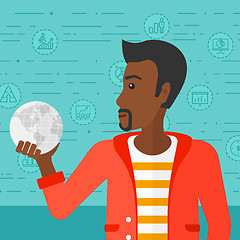 Image showing Man holding globe.