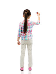 Image showing little girl drawing or writing with marker