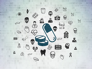 Image showing Medicine concept: Pills on Digital Paper background