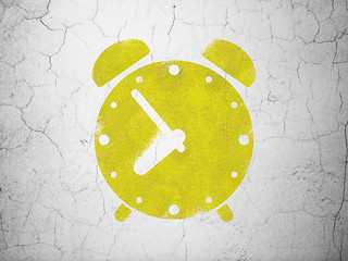 Image showing Timeline concept: Alarm Clock on wall background