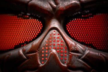 Image showing Steel mask covered with rust closeup