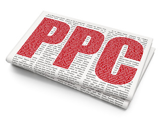 Image showing Advertising concept: PPC on Newspaper background