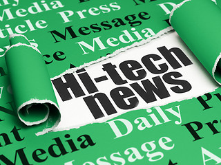 Image showing News concept: black text Hi-tech News under the piece of  torn paper
