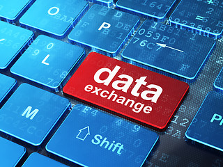 Image showing Information concept: Data Exchange on computer keyboard background