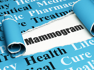 Image showing Health concept: black text Mammogram under the piece of  torn paper