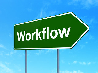 Image showing Business concept: Workflow on road sign background