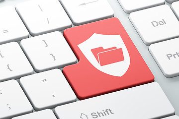 Image showing Finance concept: Folder With Shield on computer keyboard background