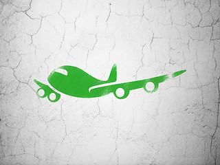 Image showing Tourism concept: Airplane on wall background