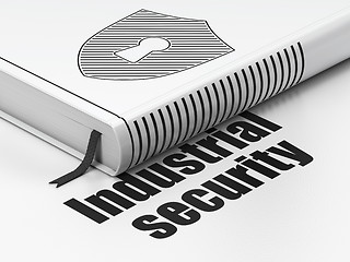 Image showing Privacy concept: book Shield With Keyhole, Industrial Security on white background