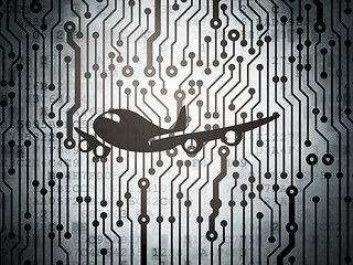 Image showing Travel concept: circuit board with Airplane