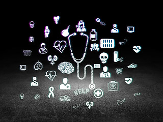 Image showing Health concept: Stethoscope in grunge dark room