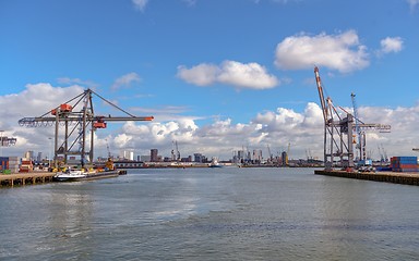 Image showing Large oil tanker in canal