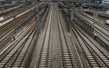 Image showing Cargo trains in old train depot