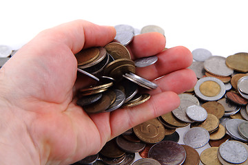 Image showing old european coins in my hand