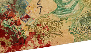 Image showing 10 Gambian dalasi bank note, bloody