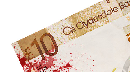 Image showing Scottish Banknote, 10 pounds, blood