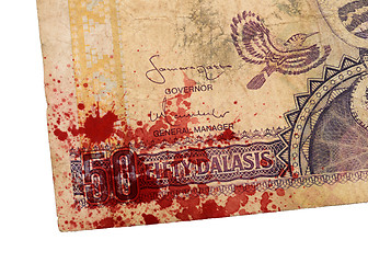 Image showing 50 Gambian dalasi bank note, bloody