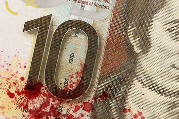 Image showing Scottish Banknote, 10 pounds, blood