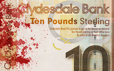 Image showing Scottish Banknote, 10 pounds, blood