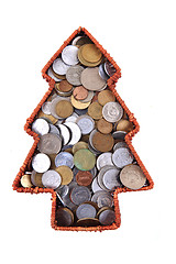 Image showing old european coins as christmas tree