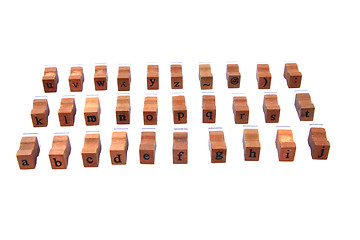 Image showing small alphabet from wooden hand printer