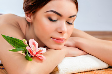 Image showing Beautiful young woman at a spa salon