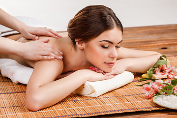 Image showing Beautiful young woman at a spa salon