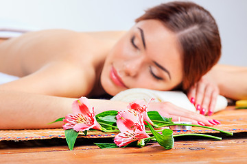 Image showing Beautiful young woman at a spa salon