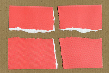 Image showing Red Torn paper pieces