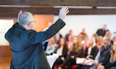 Image showing Speaker at Business Conference Presentation.