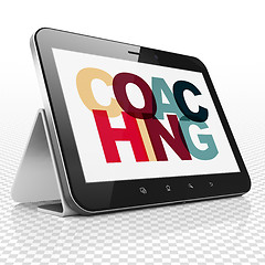 Image showing Education concept: Tablet Computer with Coaching on  display