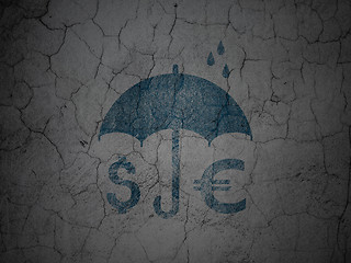 Image showing Privacy concept: Money And Umbrella on grunge wall background