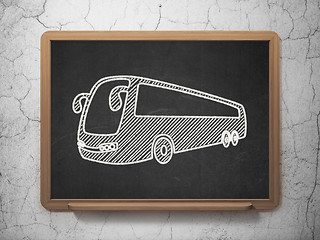 Image showing Travel concept: Bus on chalkboard background