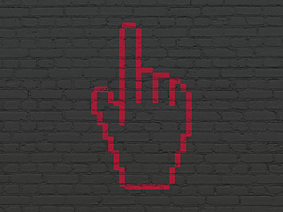 Image showing Advertising concept: Mouse Cursor on wall background