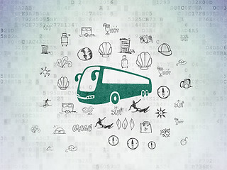 Image showing Tourism concept: Bus on Digital Paper background