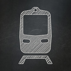 Image showing Travel concept: Train on chalkboard background