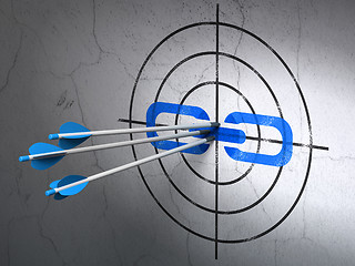 Image showing Web design concept: arrows in Link target on wall background
